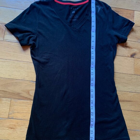 Tesla Women’s Black V-Neck T-Shirt Medium Logo Tee Casual Top - Picture 5 of 8